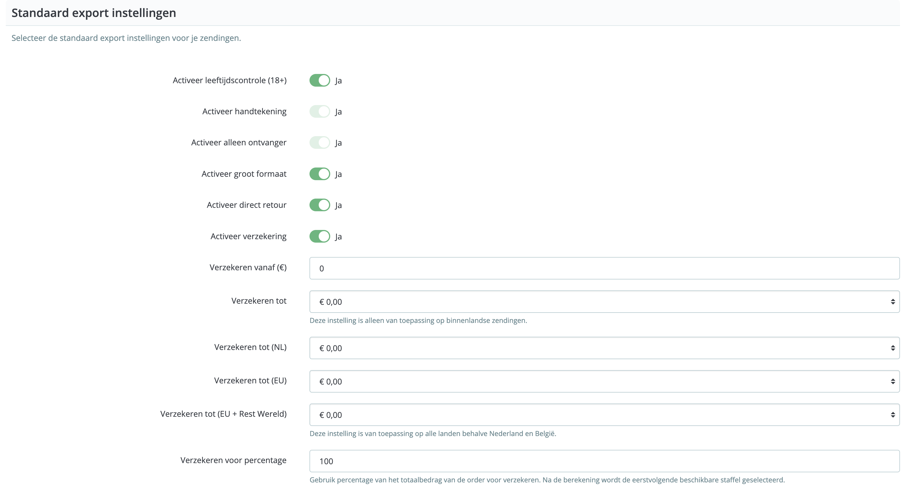MyParcel PrestaShop plugin exportinstellingen PostNL